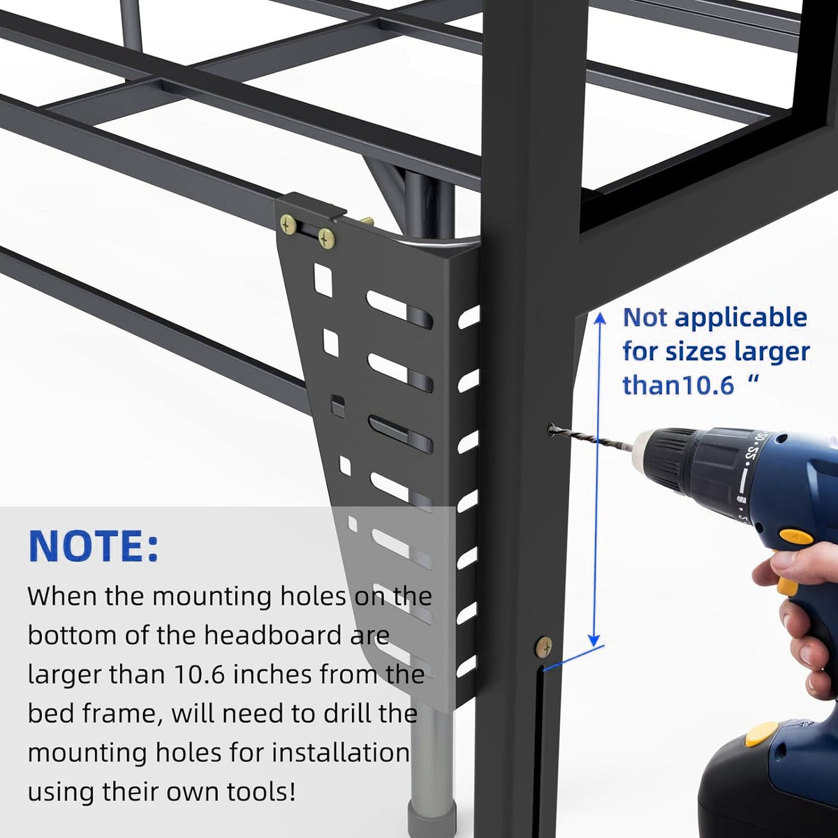 IRONDIY headboard brackets heavy-duty steel provide durable support.