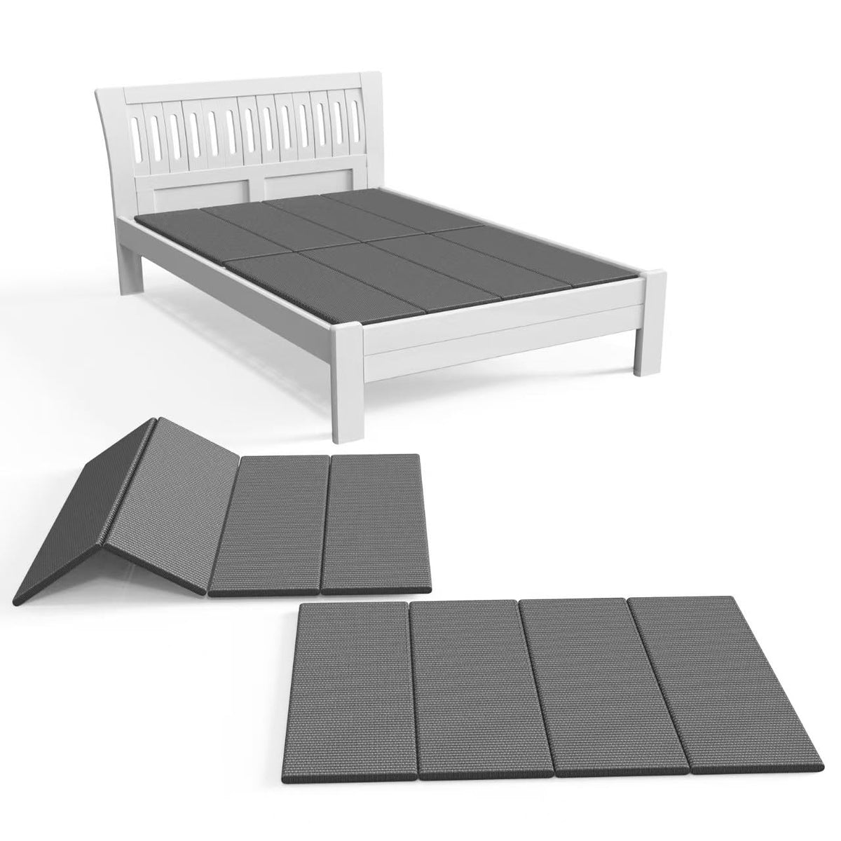 Irrical bunkie board king size folded for compact storage.