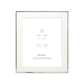 Isaac Jacobs silver frame on tabletop using easel backing for desks