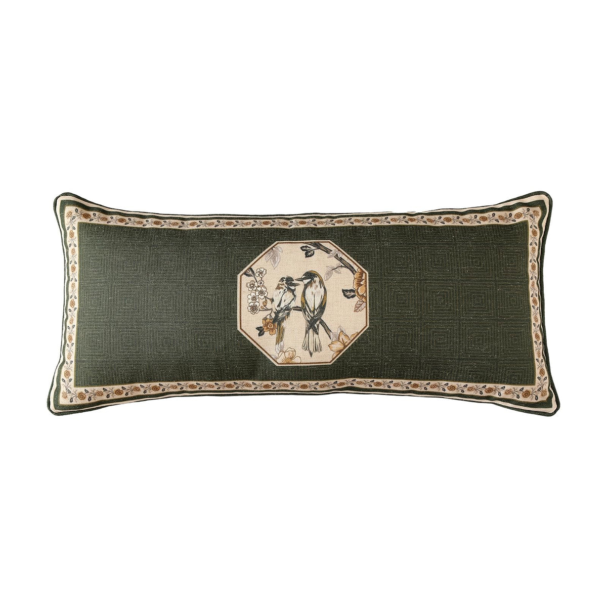ISAENNE design linen chinoiserie lumbar cover 12x28 in elegant texture for cozy living spaces