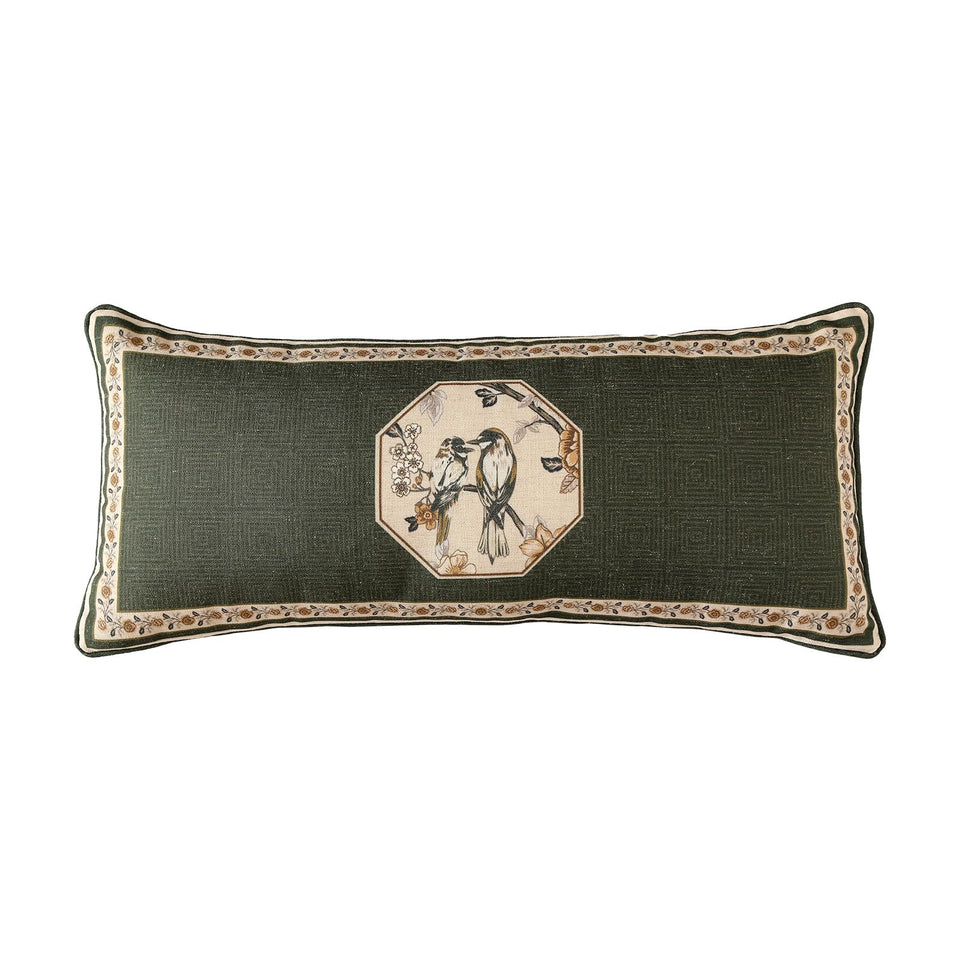 ISAENNE design linen chinoiserie lumbar cover 12x28 in elegant texture for cozy living spaces