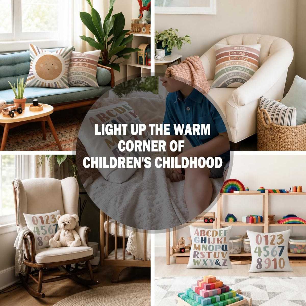ISANOU alphabet letters design pillow cover enhances kid spaces.