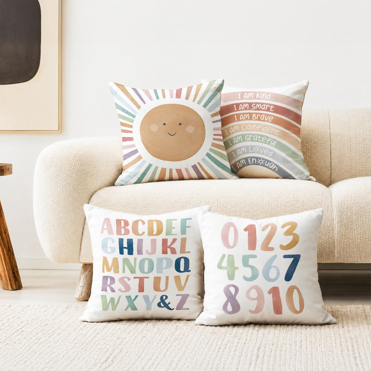 ISANOU alphabet design pillow cover brightening classrooms and playrooms.