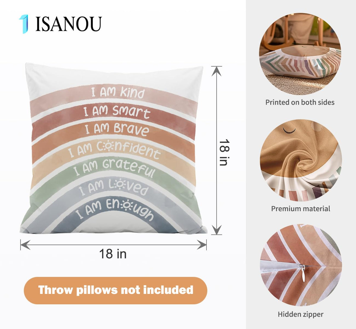 ISANOU zipper-edge pillow cover keeps inserts secure and clean.
