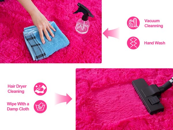 Isdook easy-clean pink rug resists shedding for simple upkeep.