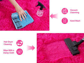 Isdook easy-clean pink rug resists shedding for simple upkeep.