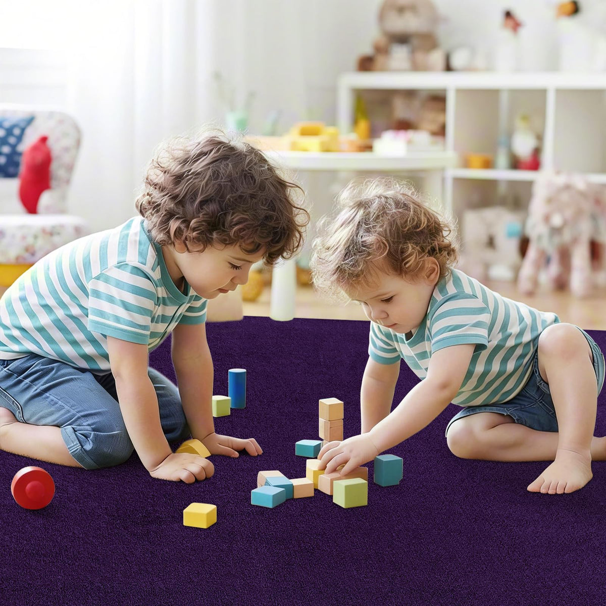ISEAU plush rug cushions feet and reduces hard-floor noise for quiet spaces.