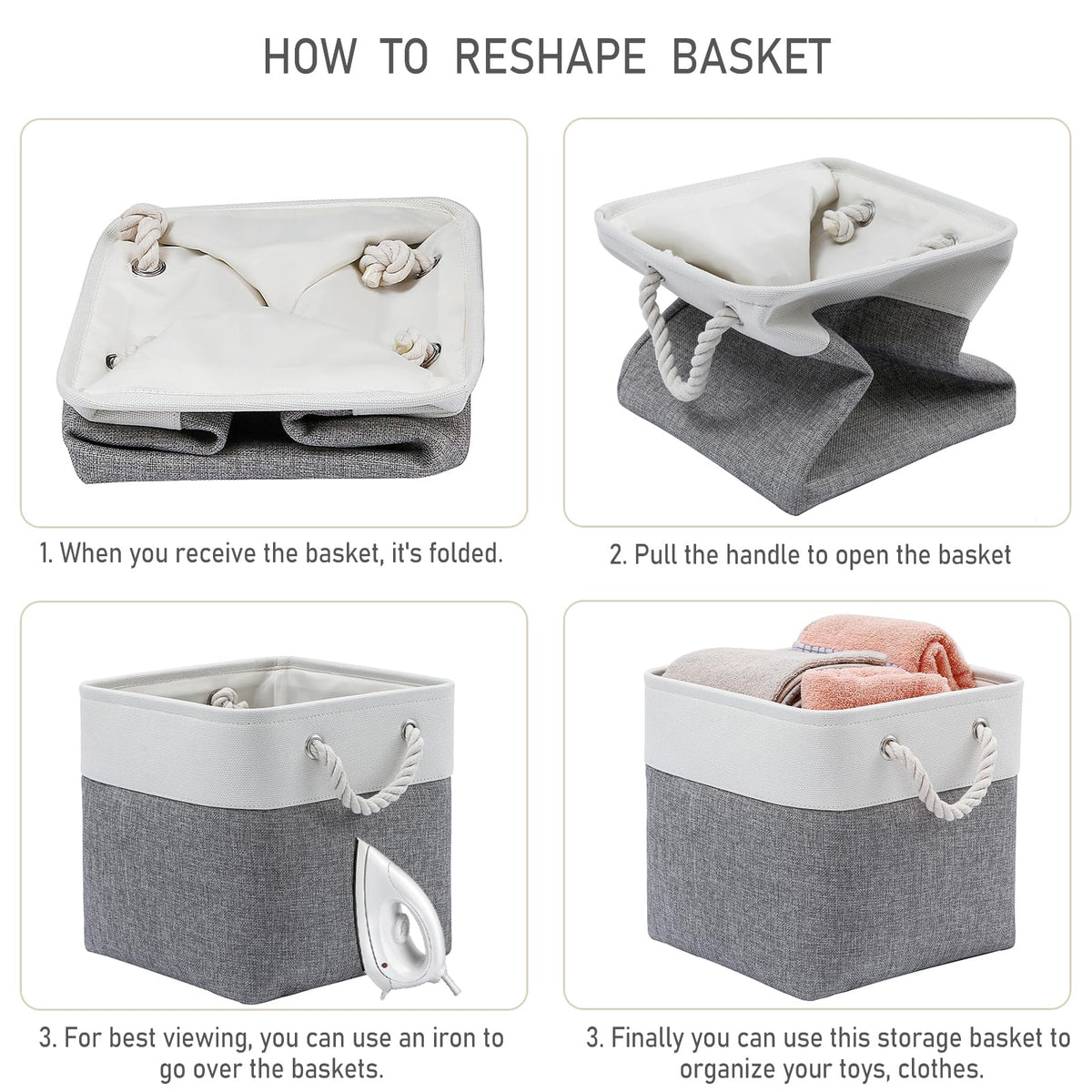 Close-up of ISEMINGLA linen texture storage cubes for durable organization
