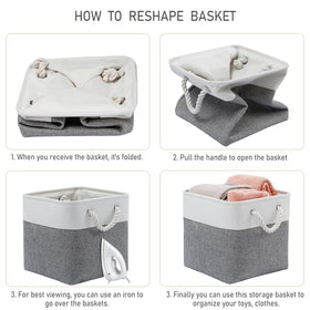 Close-up of ISEMINGLA linen texture storage cubes for durable organization