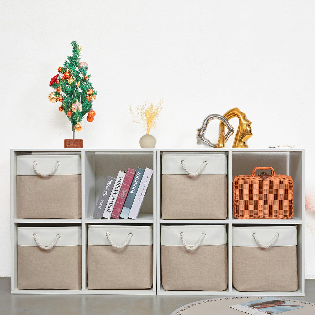 ISEMINGLA 6-pack cube bins foldable for easy setup and organization.