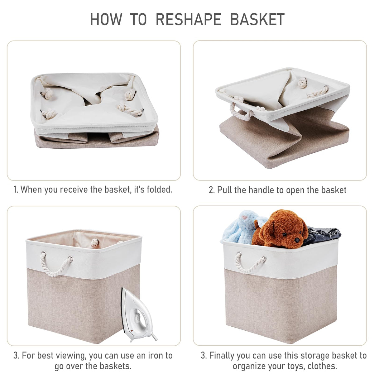 ISEMINGLA foldable storage basket empty, ready to unfold.