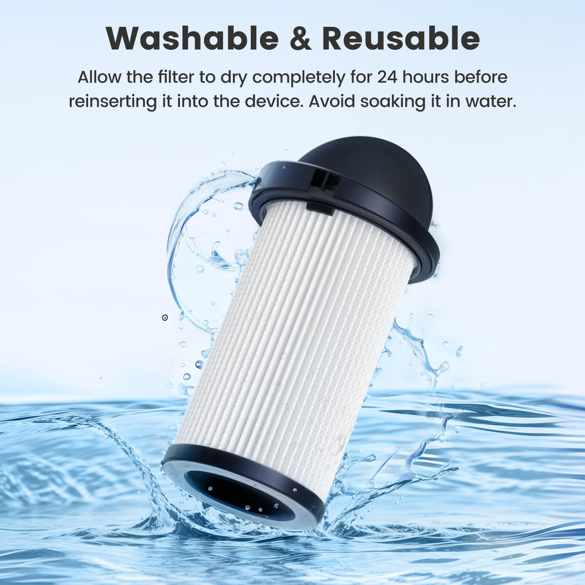 iSingo pre-motor filter for Eye-Vac; easy cleaning with included brush.