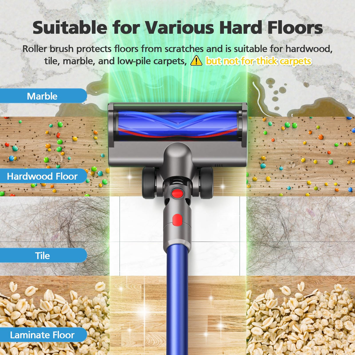 iSingo soft bristles prevent scratching on hard floors