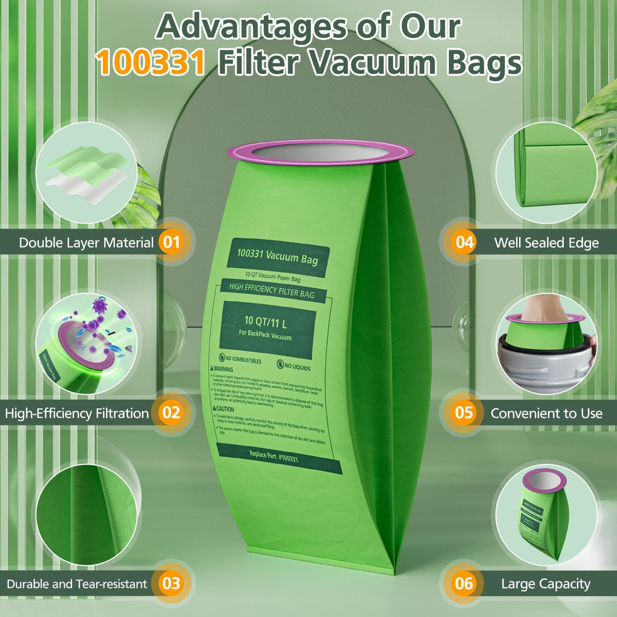 Isinlive 100331 pack of 16 bags offers long-lasting cleaning value for commercial or home use.
