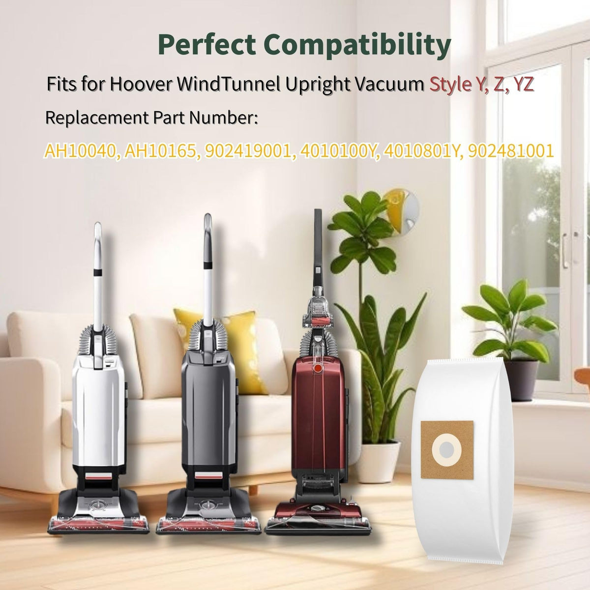 isinlive Hoover WindTunnel compatibility bag, easy fit and reliable performance