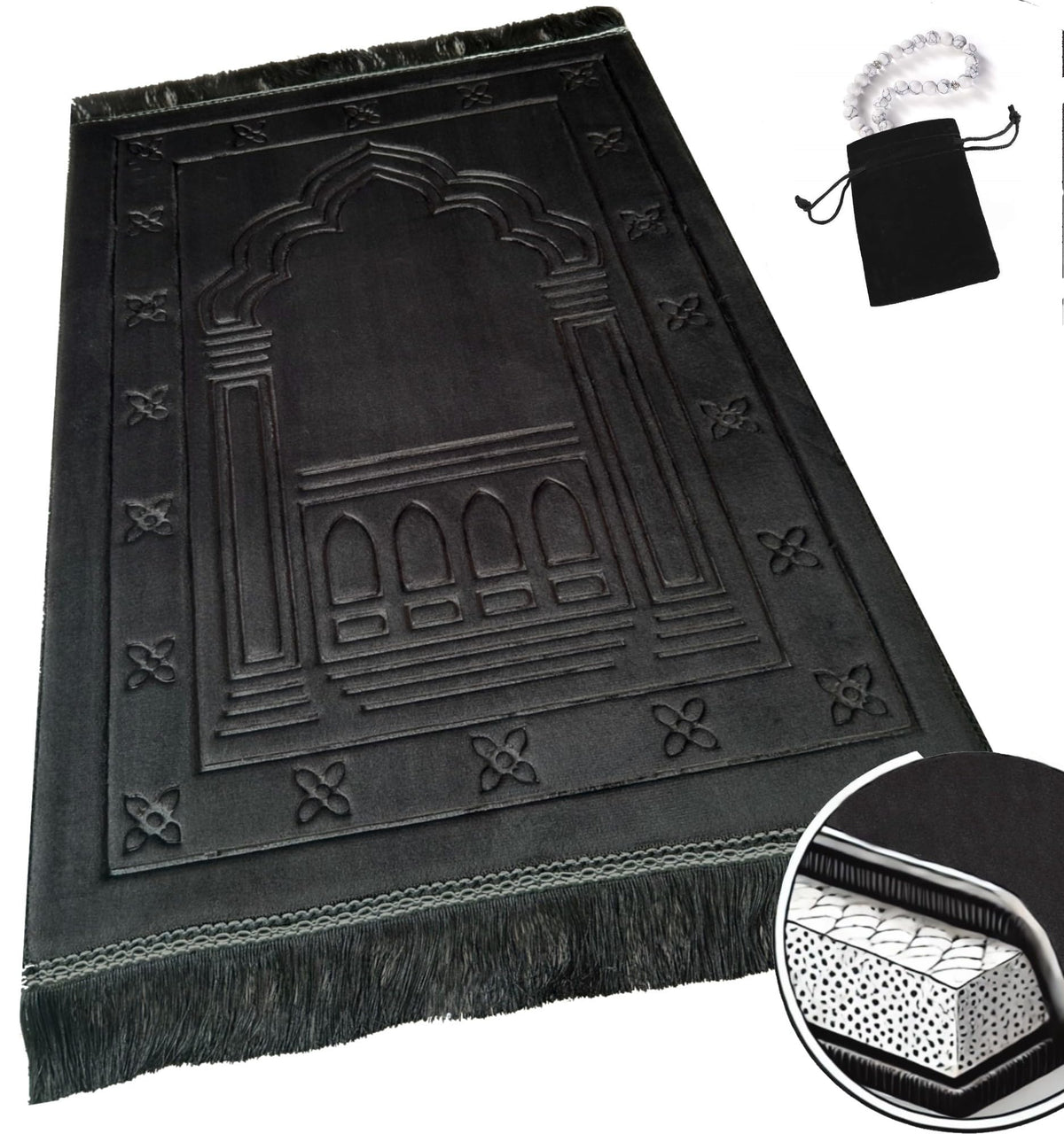 Islamika orthopedic prayer rug with memory foam for a soft surface.