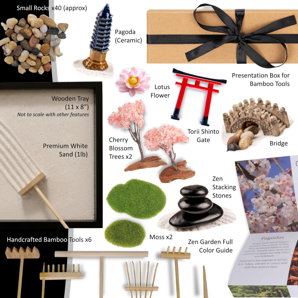 Island Falls Home Zen Garden Kit wooden rakes enable satisfying sand patterns