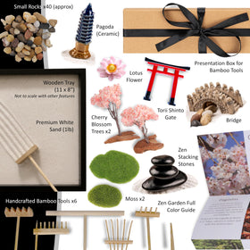 Island Falls Home Zen Garden Kit wooden rakes enable satisfying sand patterns