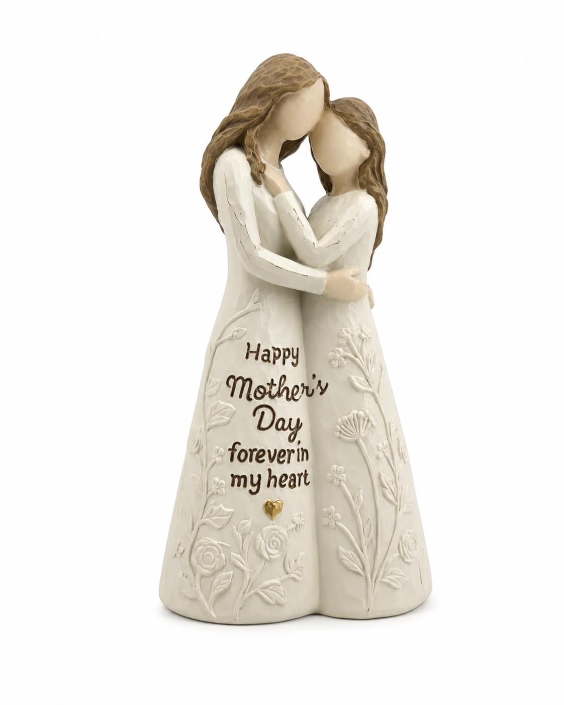 istatue mother-daughter figurine in beige hand-painted finish for elegant home display