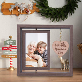 Ithmahco photo display frame showcases memories in a classic wooden setting.