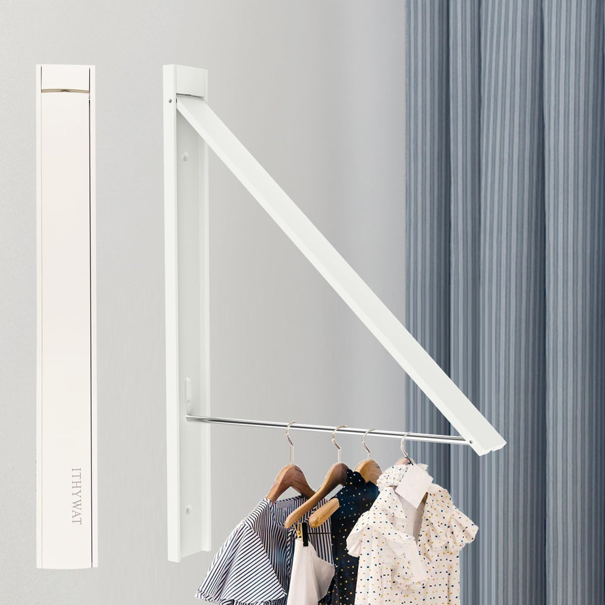 Ithywat folding hanger in compact storage position keeps closet tidy