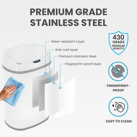 iTouchless 50L oval bin safety oval design protects kids and pets