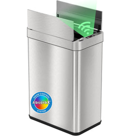 Itouchless 50L sensor lid opens hands-free for cleaner kitchen use.