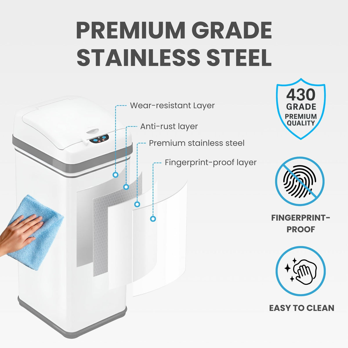 iTouchless fingerprint-proof matte finish resists smudges for modern spaces