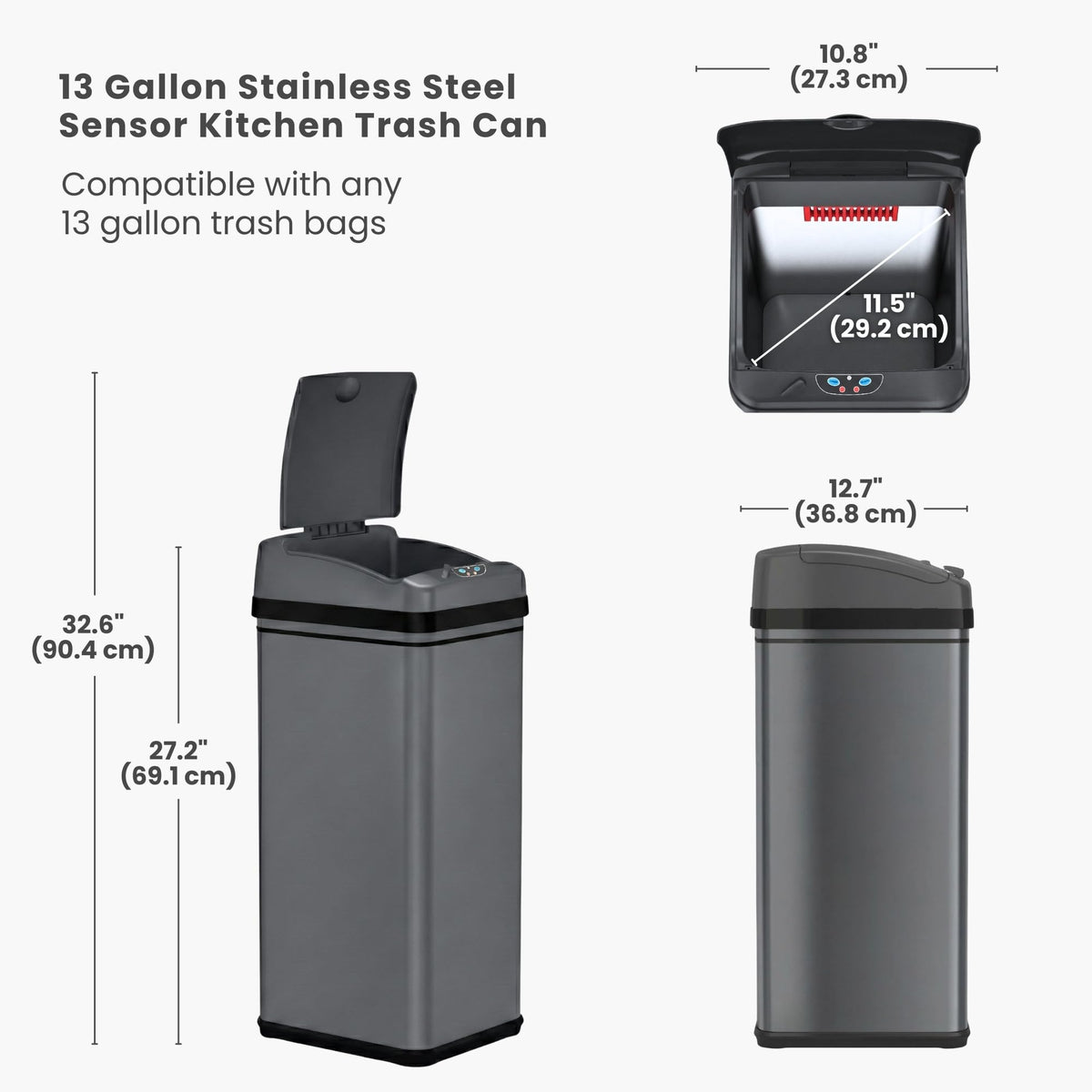 itouchless large capacity bin reduces bag changes in high-traffic spaces.
