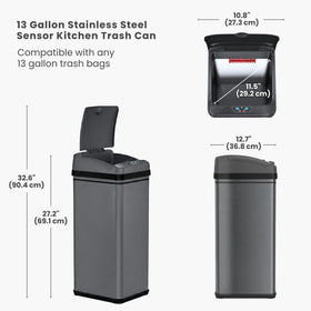 itouchless large capacity bin reduces bag changes in high-traffic spaces.