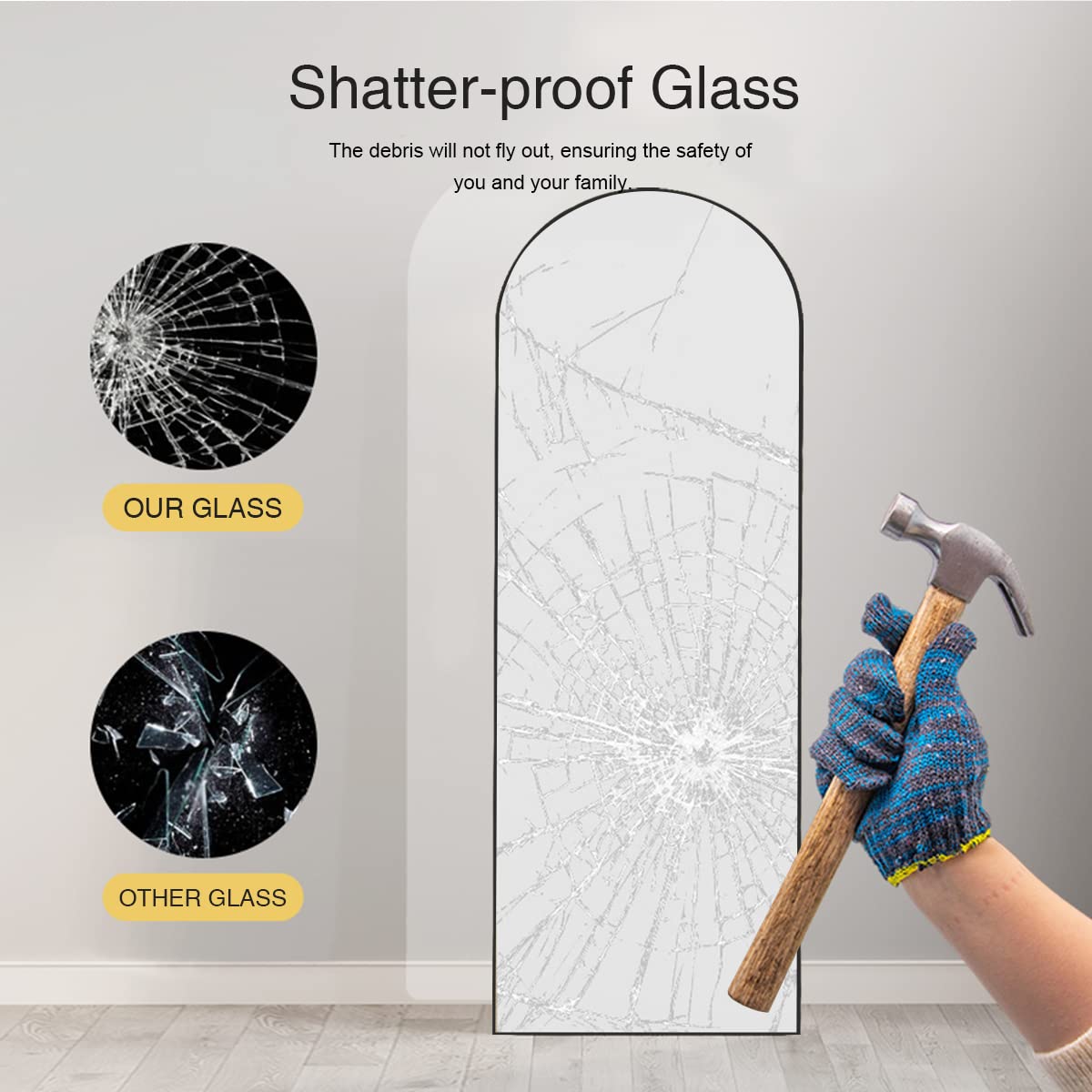ITSRG back hook design floor mirror enables quick indoor or outdoor repositioning.