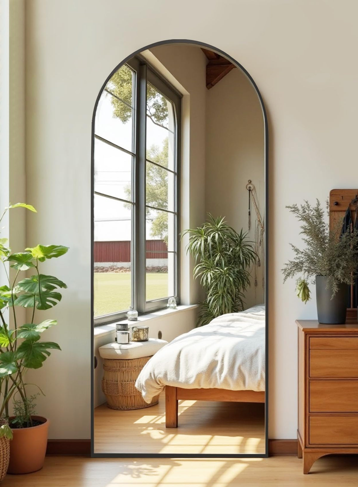 ITSRG floor mirror with arch top in black for full-body viewing and elegant decor.