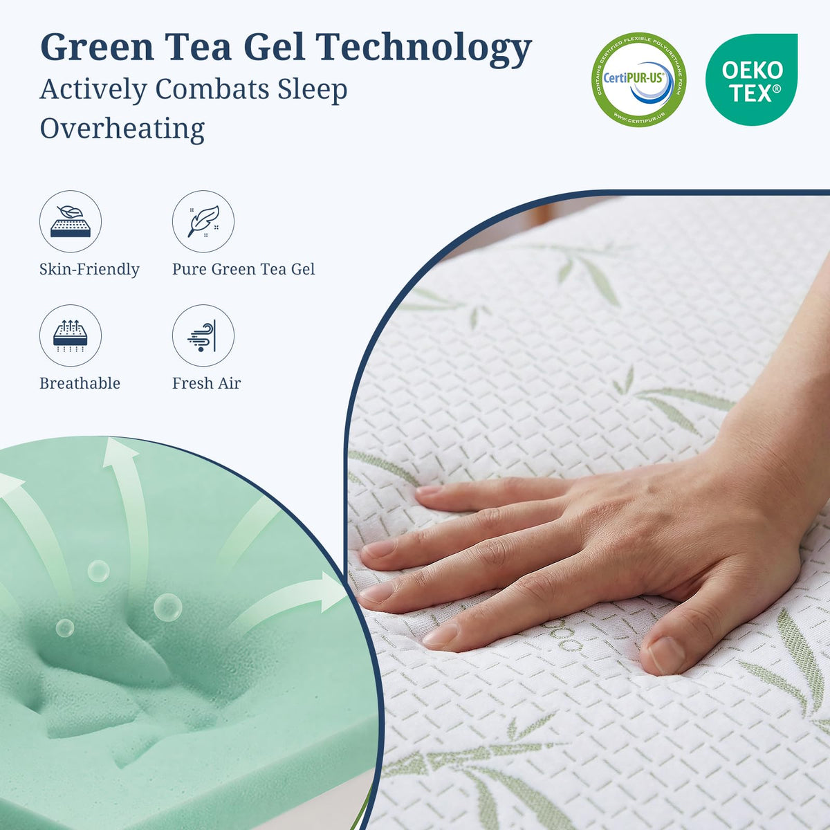 IULULU removable bamboo cover for breathable, easy-care sleep surface
