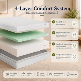 IULULU cooling green tea gel memory foam supports temperature regulation