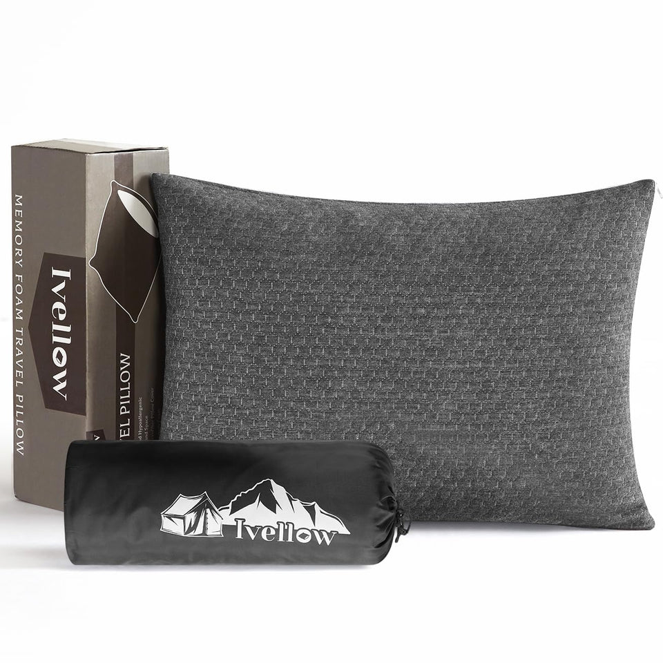 Ivellow Travel Pillow compact size for easy packing and travel comfort.