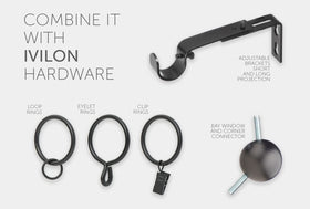 Ivilon clip rings available separately for coordinated drapery.