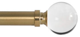 Ivilon drapery rod with clear acrylic ball finials for crystal-like elegance.
