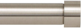 Ivilon drapery rod end-cap design in brushed nickel adds sleek finish.