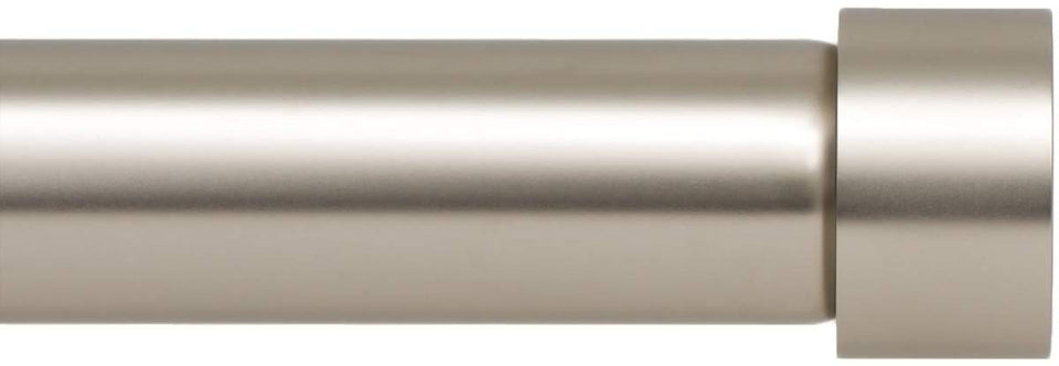 Ivilon drapery rod with end-cap design in satin nickel elevates modern windows