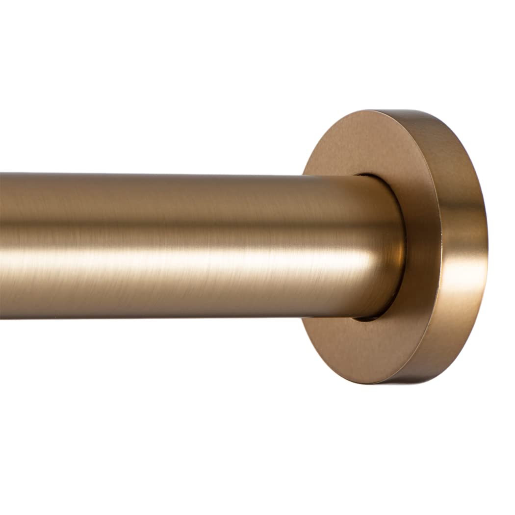 Ivilon shower tension rod with warm gold finish enables quick no-drill installation.