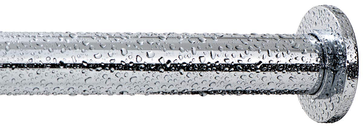 Ivilon chrome tension rod used with window curtains for a clean look