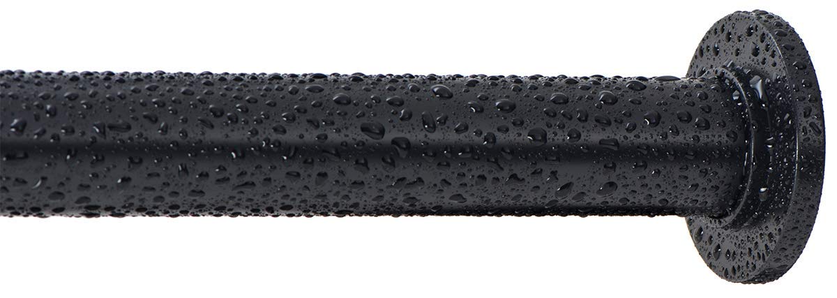 Ivilon tension rod installed on a window, adjustable from 36 to 54 inches with a sleek black coating.