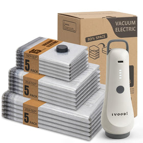 IVOODi travel vacuum bags and pump in front view for efficient carry-on packing