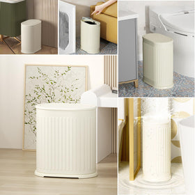 IVTUVTI easy-clean trash bin’s smooth surface wipes down quickly.