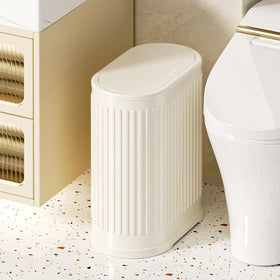 IVTUVTI space-saving trash bin fits under desks or beside furniture.