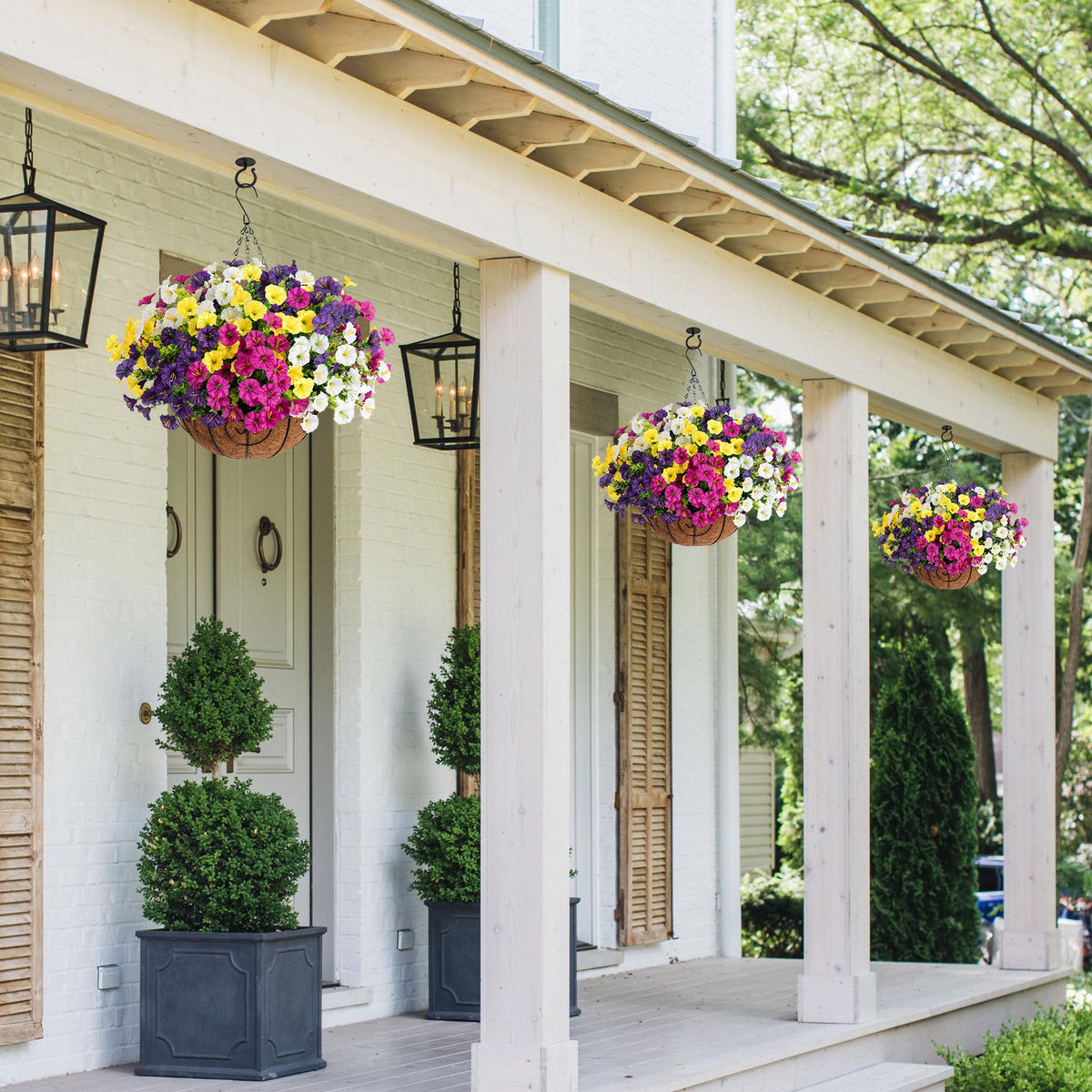 Ivydale 24-bundles faux petunias closeup highlights realistic petals and greenery.