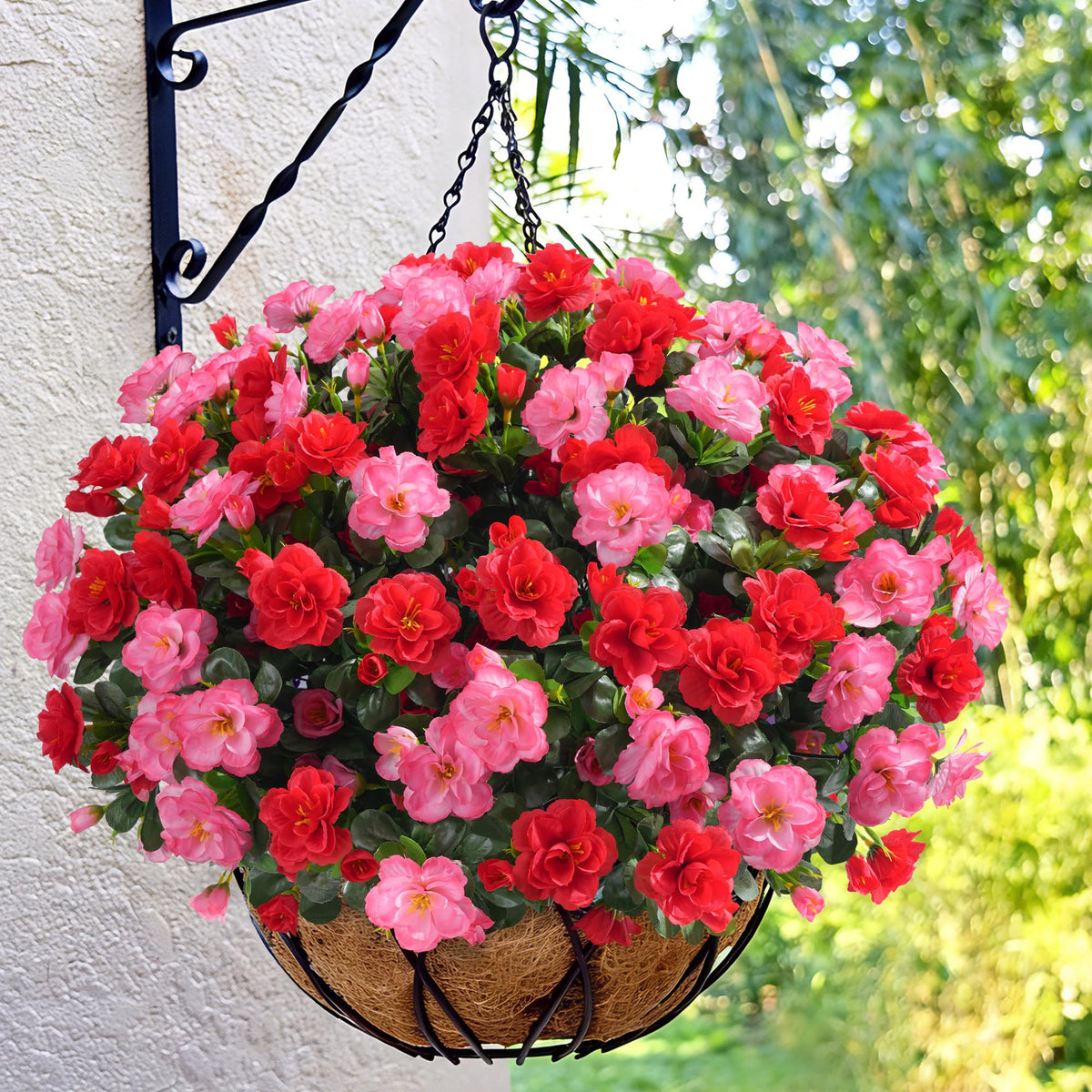 Ivydale camellia bundle melon red close-up reveals silk texture and natural detail.