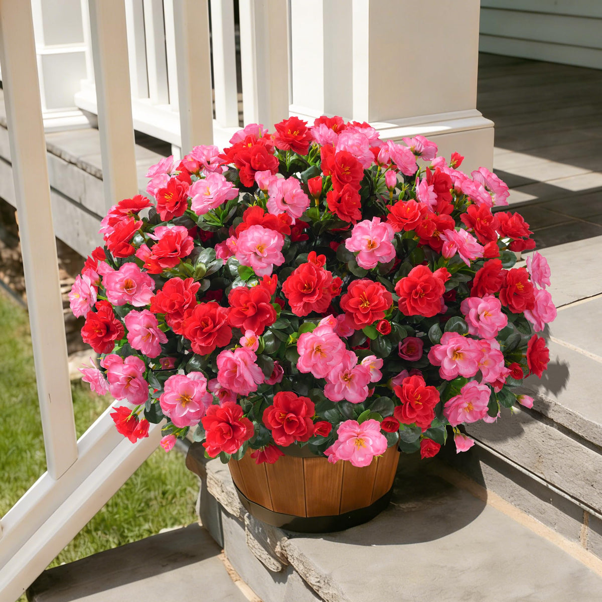 Ivydale camellia bundle melon red detailed texture on synthetic petals.