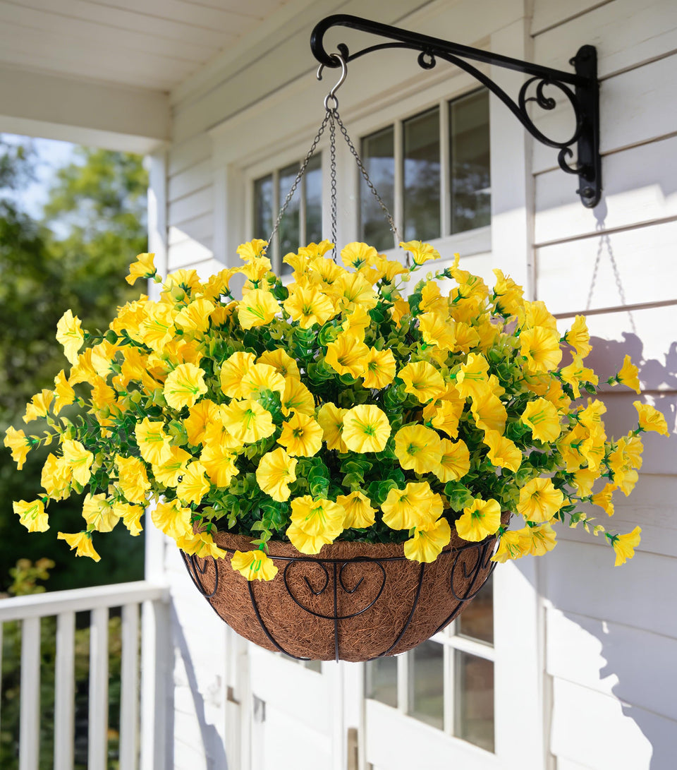 Ivydale artificial fall flowers hanging basket morning glory yellow for year-round color