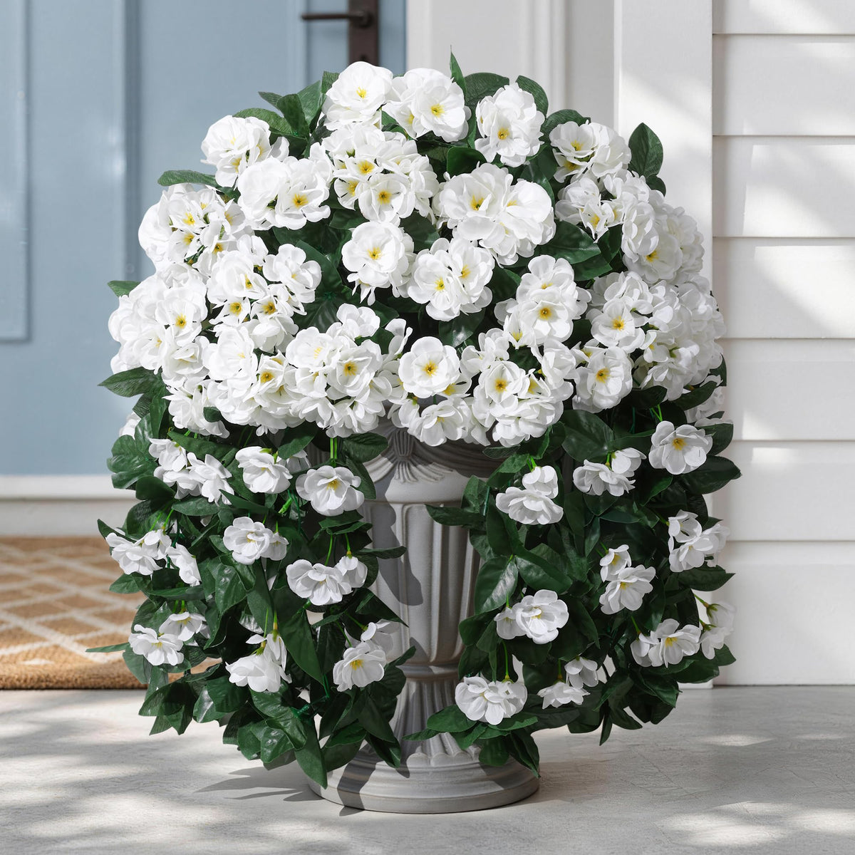 Ivydale artificial geraniums silk texture highlights natural look and feel.